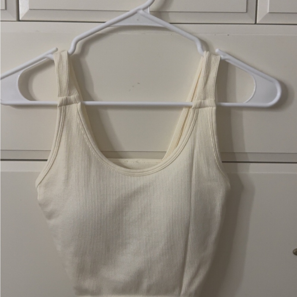 Elegant Cream Ribbed Tank Top